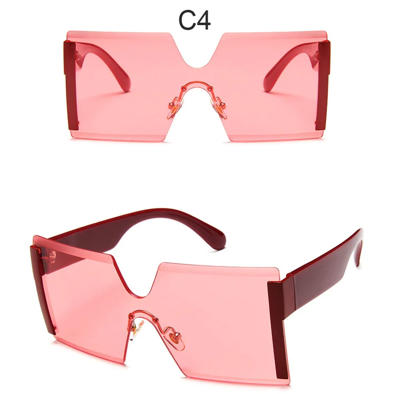 Новые большие рамки большие солнцезащитные очки женские брендовые дизайнерские без оправы квадратные оттенки винтажные модные градиентные прозрачные солнцезащитные очки - Цвет линз: 4