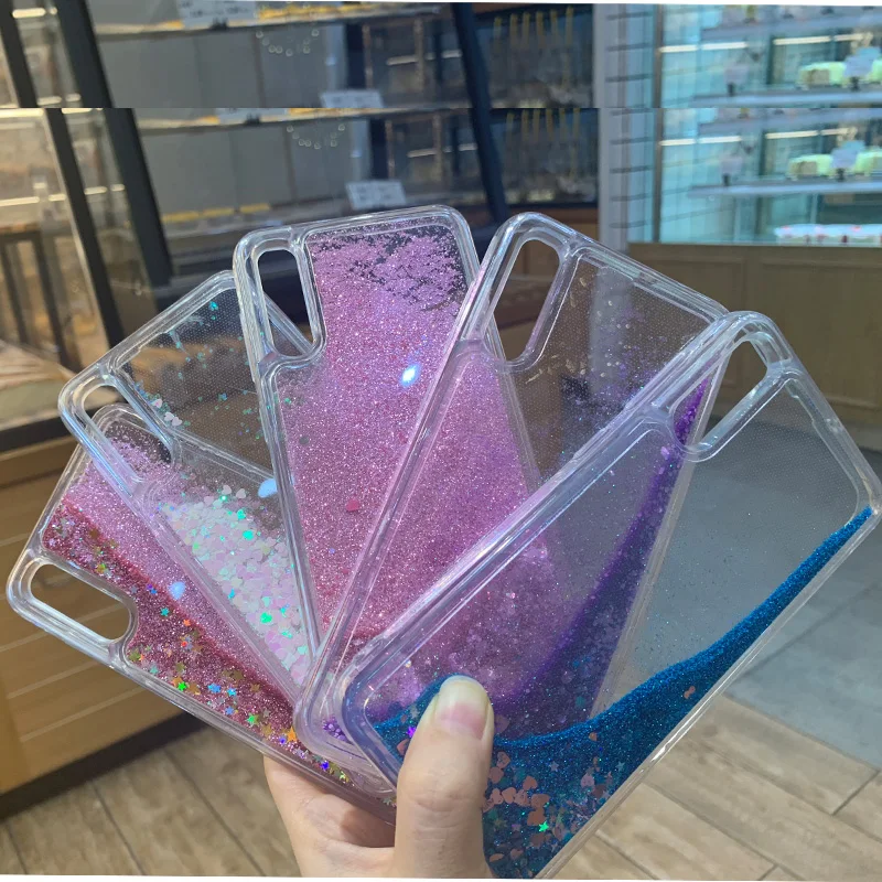 Glitter Bling Liquid Dynamic Clear Soft TPU Case Cover on sfor Samsung A10 A50 A30 A20 A6 A8 A9 A7 2018 A750 Shiny Phone Coque   (2)