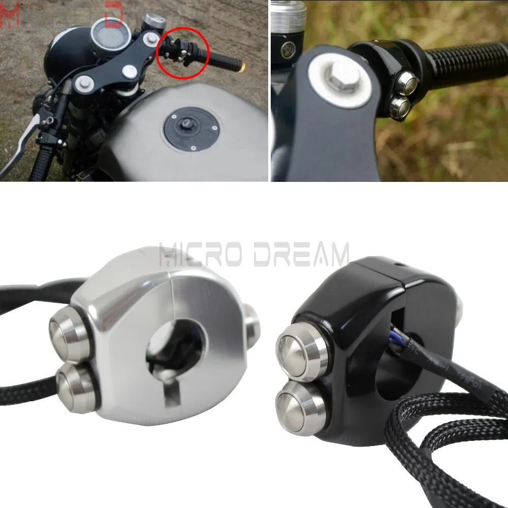 

Motorcycle On-Off Light Switch 25mm / 1'' Handlebars Push-Button Control Switches Universal For Cafe Racer Scooters XS650 GZ150