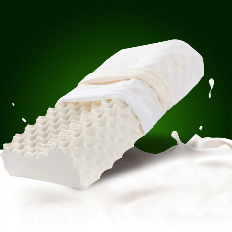 

Natural Latex Cervical Memory Foam Pillow Neck Protection Bed Sleeping Pillow Orthopedic White Knitting Pillowcase Free Shipping