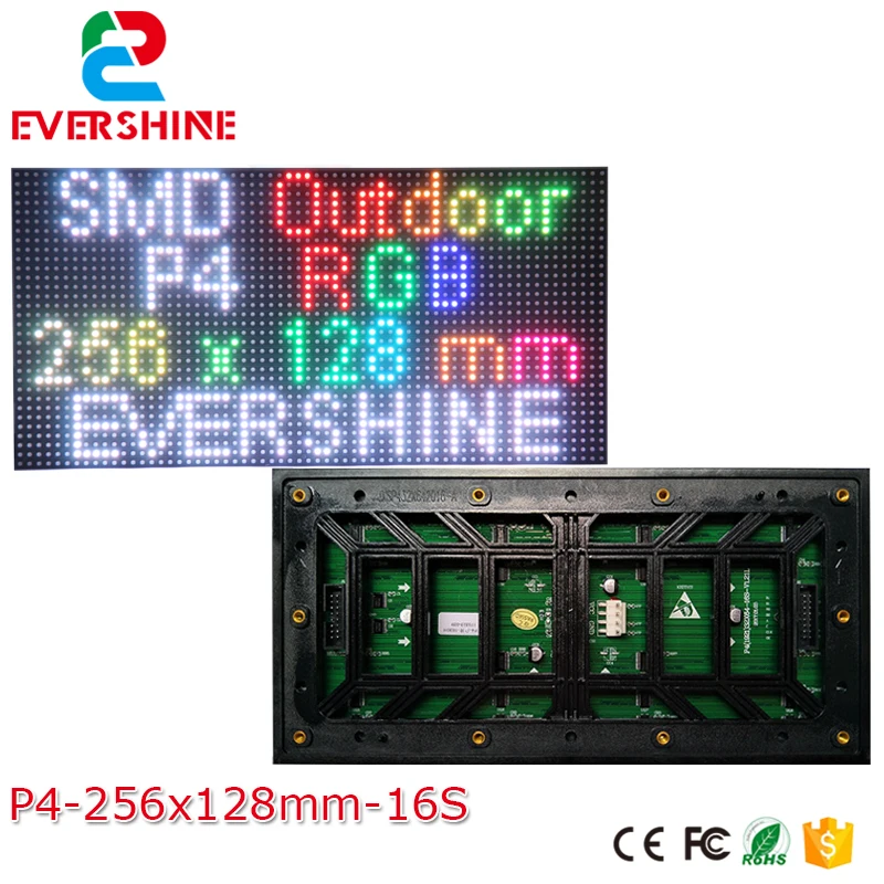 

Outdoor Full Color Video LED Display Screen P4 Outdoor LED RGB Module SMD1921 64x32 Pixels module size 11''x6''
