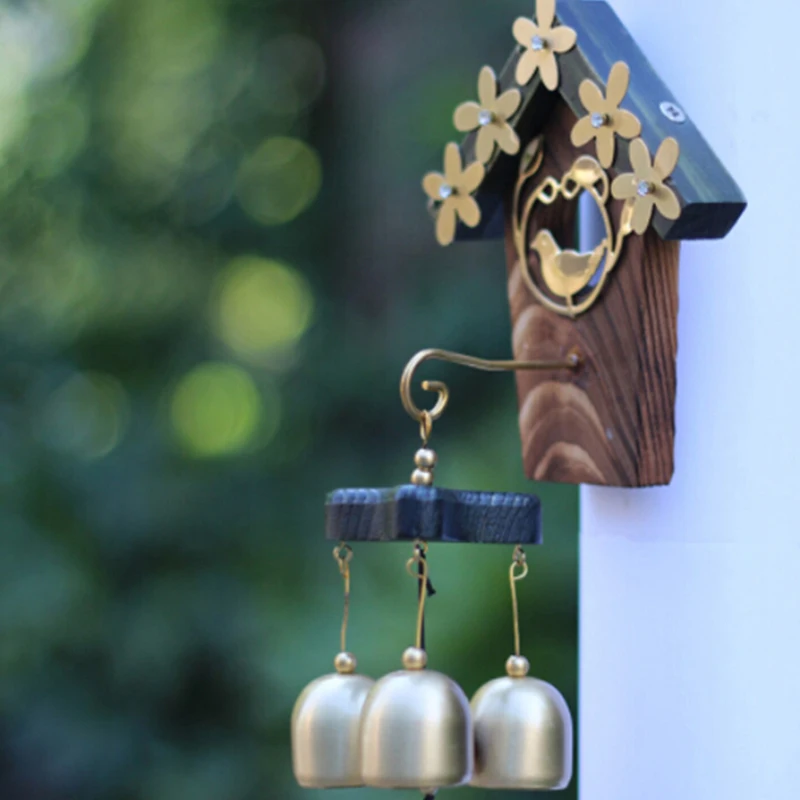 1PC Copper Bird Nest Metal Wind Chimes Antique House Decoration Windchimes Luxury Retro Wall Hanging Gift 785671 | Дом и сад