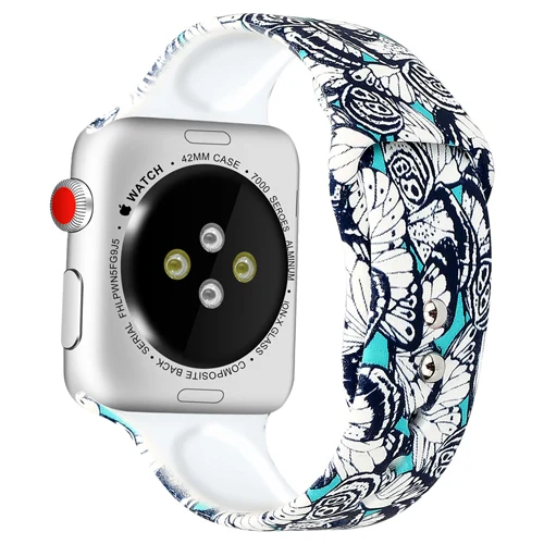 Ремешок для apple watch 44 мм 40 мм iwatch 4 3 ремешок 42 мм 38 мм браслет correa Sport популярные силиконовые печатные аксессуары для часов - Цвет ремешка: 2