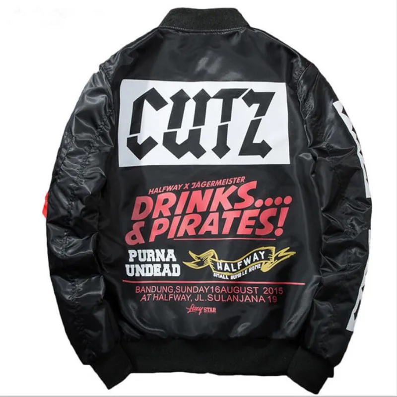 

Spring Men's Jacket Letter Print Thin Pilot Bomber Jacket Men Hip Hop Fashion Outwear Men Coat Bomb Baseball Jackets