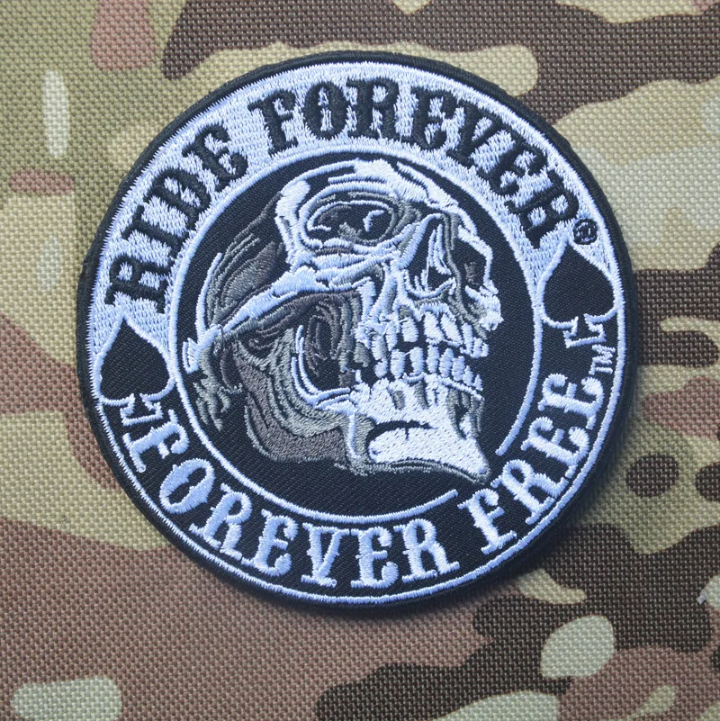 Нашивки с вышивкой Ride forever free байкерские мотогонок патч военные череп тактические бейджи США для куртки