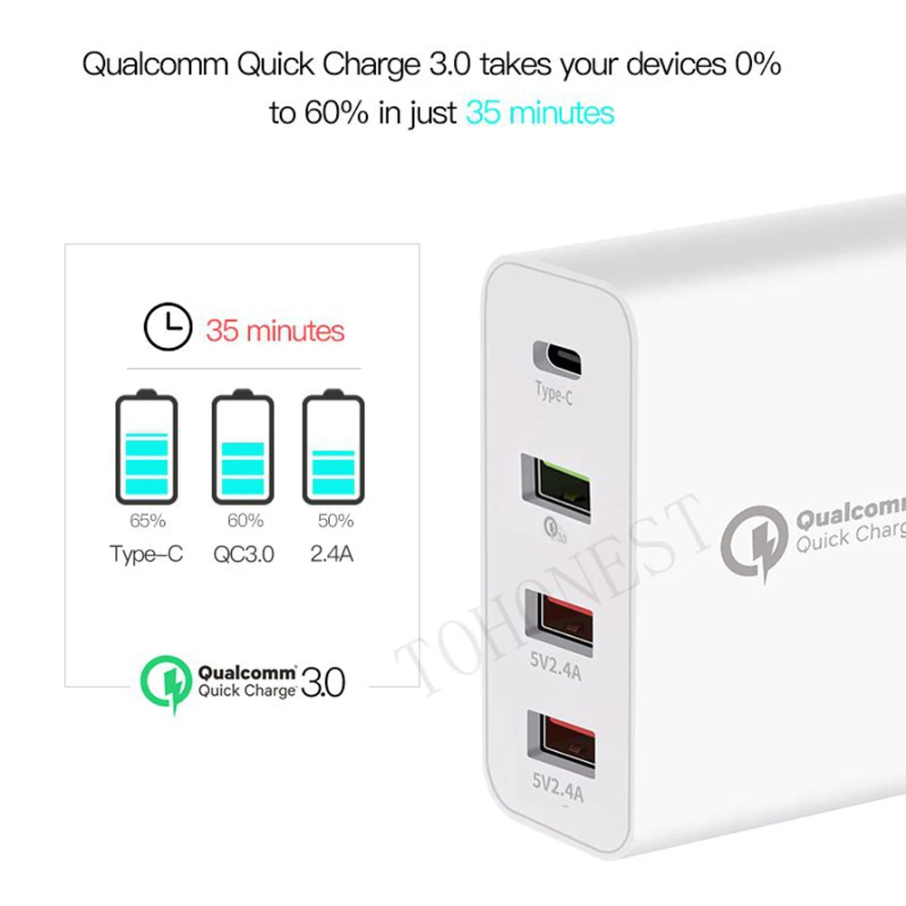 36W-Quick-Charge-3-0-Type-C-USB-Charger-Adapter-For-iPhone-Xiaomi-Samsung-Fast-Charger (4) - 