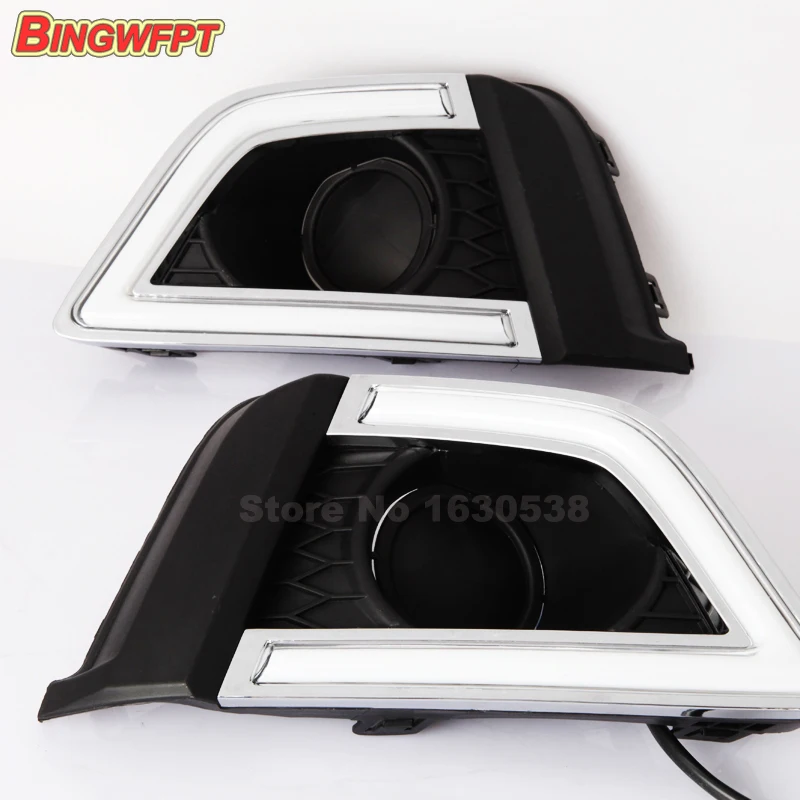 

Daytime Running Lights for Honda Jazz US 2016 2017 LED DRL Night driving light Yellow turning signal lights fog lamp cover