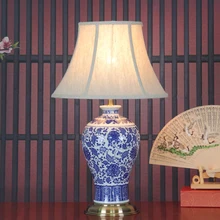 New Classical Chinese Blue And White Porcelain Led E27 Dimmiable Table Lamp For Living Room Study Bedroom Ceramic Lamp 1837