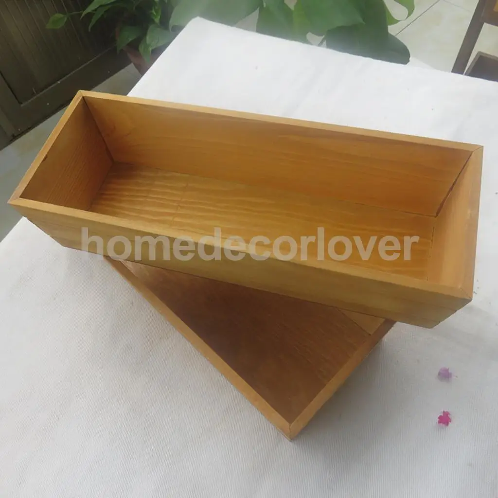 Wooden Succulent Plant Flower Bed Pot Through Box Garden Planter 34cm/35.5cm