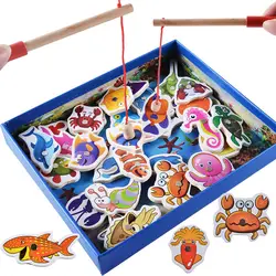 32 шт./компл. Детские рыболовные игрушки деревянные игрушки набор магнитных рыбы игры обучения, развивающие игрушки для детей Монтессори