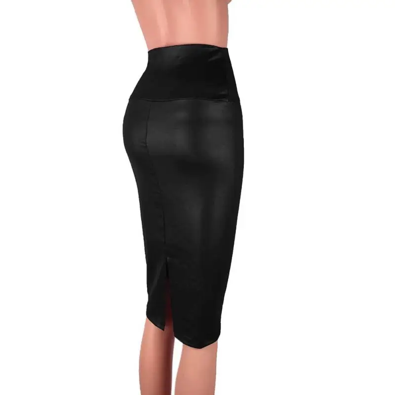 

Sexy Women PU Leather Midi Skirt 2019 Autumn Winter Ladies Pencil Skirt High Waist Plus Size 3XL Office Wrap Bodycon Skirt X3