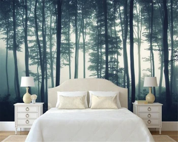 Beibehang Wallpaper 3D nature landscape forest tree morning fog mural TV background wall living room bedroom murals 3d wallpaper 3d door unicorn animal wall sticker styling vinyl mural forest landscape wallpaper home living room bedroom decoration