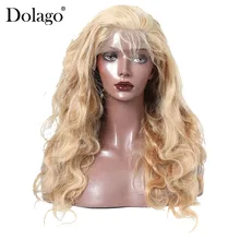 Blonde Lace Frontal Human Hair Wigs 27# Brazilian Body Wave Lace Front Wig 100% Human Hair Pre Plucked 250% Density Dolago Remy