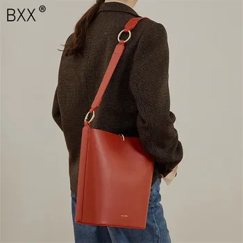 

[BXX] Women's Single Shoulder Crossbody Bag All-match Large Capacity Bucket Bag 2020 Fashion PU Leather Messenger Handbag HG151