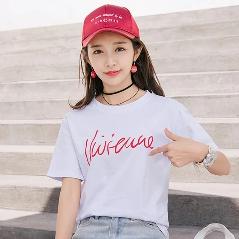 

Vogue 2019 Harajuku Girls T-shirt Summer Casual Women Tops Short Sleeve Tee Shirts 100% Pure Cotton Teenager O-Neck Tshirt Femme