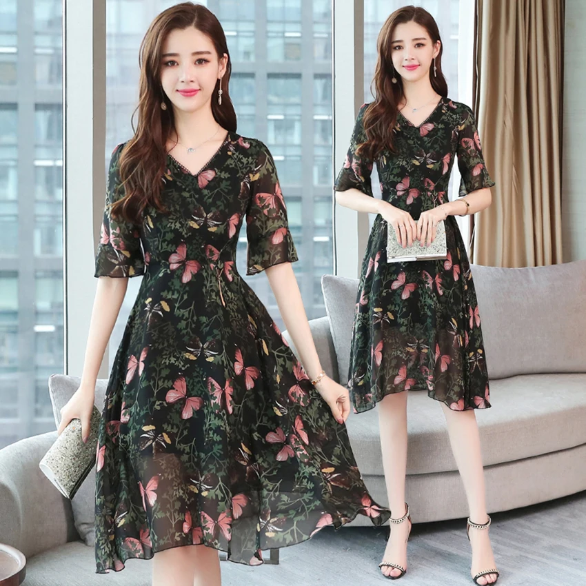 Huti wjwyl Vintage Summer Floral Print Dress 2018 Plus Size Elegant ...