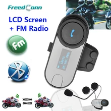 Новая обновленная версия! FreedConn T-COM-SC Вт/экран BT Bluetooth мотоциклетный шлем гарнитура с fm-радио