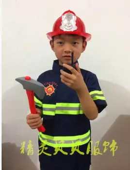 

100-160cm 2 colors Firefighter Fireman Set boy girl role-playing Kid Child Halloween Christmas hot selling Cosplay Costume