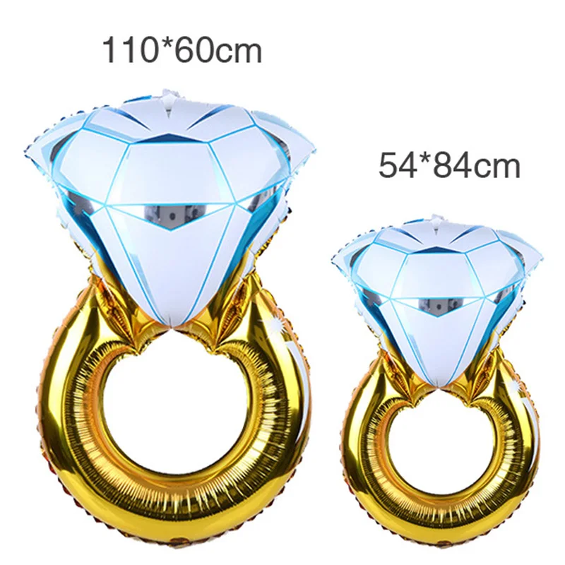 2 Size Bride Diamond Ring Shape Balloon Foil Helium Balloon Engagement Lover Wedding Marriage Valentine Birthday Balloon Festivel Decor Party Toys  (4)