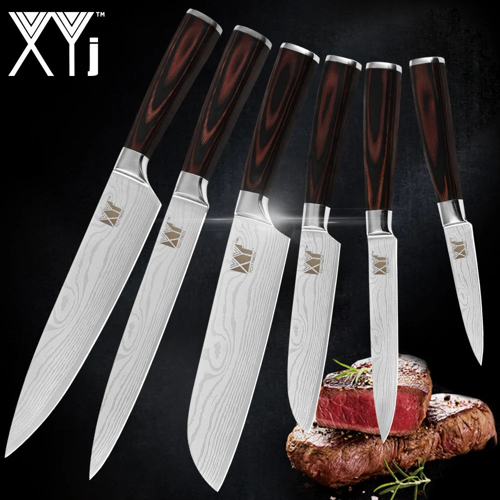 

XYJ Brand Kitchen Knife 3.5 Inch Pattern Blade Color Wood Handle 7CR17 Stainless Steel Knife Best Kitchen Knives Tools Sale