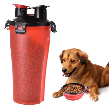 

Dual Purpose Pet Water Food Feeding Bottle with Foldable Bowl Pet Travel Food Water Storage Bottle Dog Drinking Water Cup