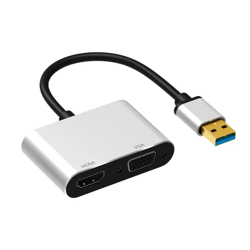  2-in-1 USB3.0 a HDMI Vga Doppia Uscita USB a VGA HDMI HD 1080 P 4 K Multi-Visualizza il Convertitor