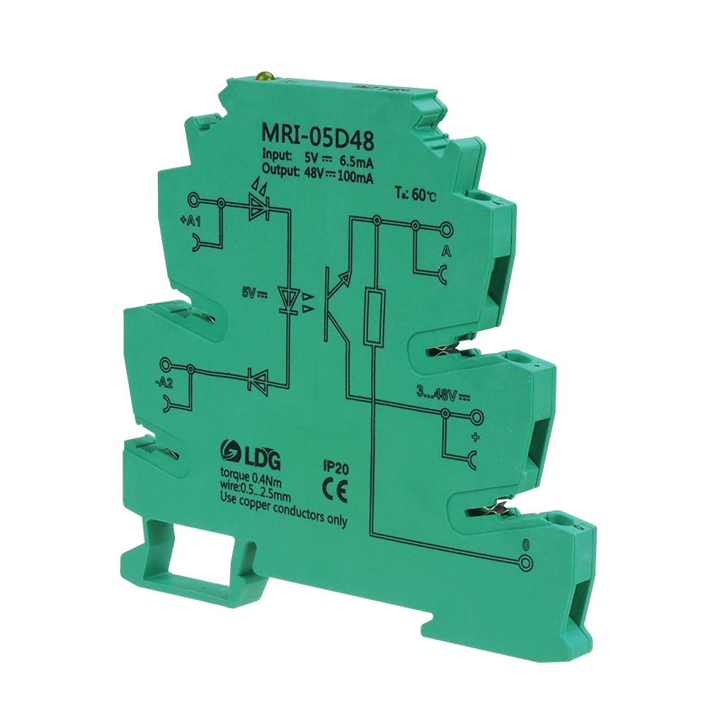 MRI-05D48 DC 5V вход фотоэлектрическая муфта-интерфейсное реле 3,3 V 12V 24V DC PLC оптрон изолирующий din-рейку модульное реле