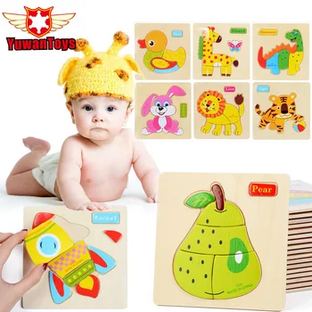 

New2017 Wooden 3D Puzzle Jigsaw Wooden Toys For Children Animals Wooden Puzzle Baby Educational Toys Games Picture Jigsaw