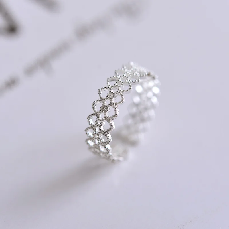 

925 Sterling Silver Lace Ring Opening Female Gift