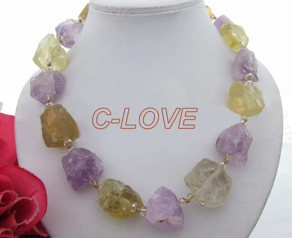 

Natural Purple Crystal&Crystal Rough Necklace free shipment