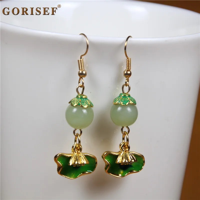 

New Chinese landscape Thai blue earrings lotus lotus copper female earrings hypoallergenic national wind handmade jewelry