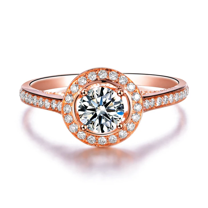 ZOCAI натуральный бриллиант 0,5 CT в общей F-G/SI 18 K розовое золото алмаз обручальное женское кольцо ювелирные украшения W02779