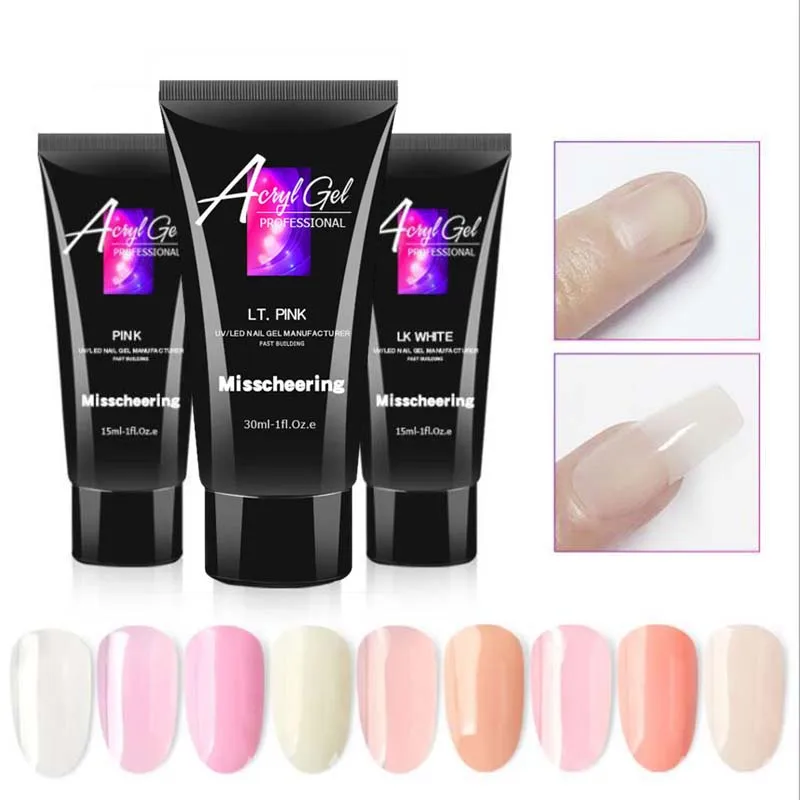 9colors/lot Polygel Nails Acrylgel Acrylic Poly Gel 15ml/30ml Crystal