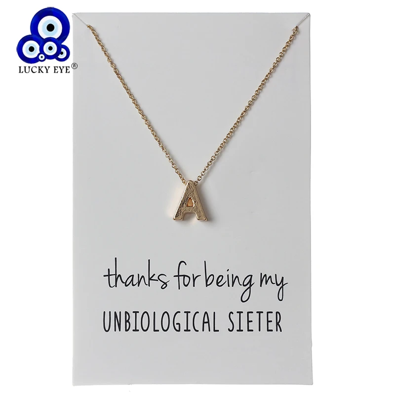 

Lucky Eye Letters A Charms Necklace Choker Necklace Alloy Link Chain Necklace Card Wish For Women Men Jewelry CN164