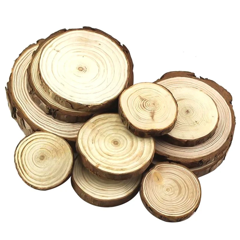 

Natural Round Wood Slices Circles With Tree Bark Log Discs For DIY Crafts Wedding Party Painting Decoration