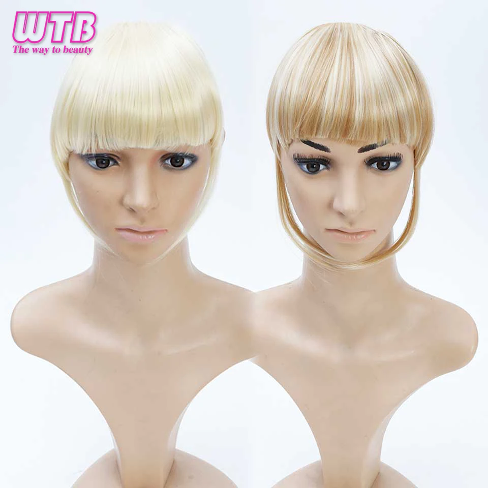 WTB Short Straight Flat bangs Heat Resistant Synthetic Hair Women Hair Pieces Natural Short Fake Hair Bangs