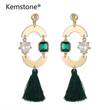 Kemstone Crystal Vintage Fringing Drop Earrings Fashion Brand Boho Luxury Dangle Tassel Earrings for Women Jewelry