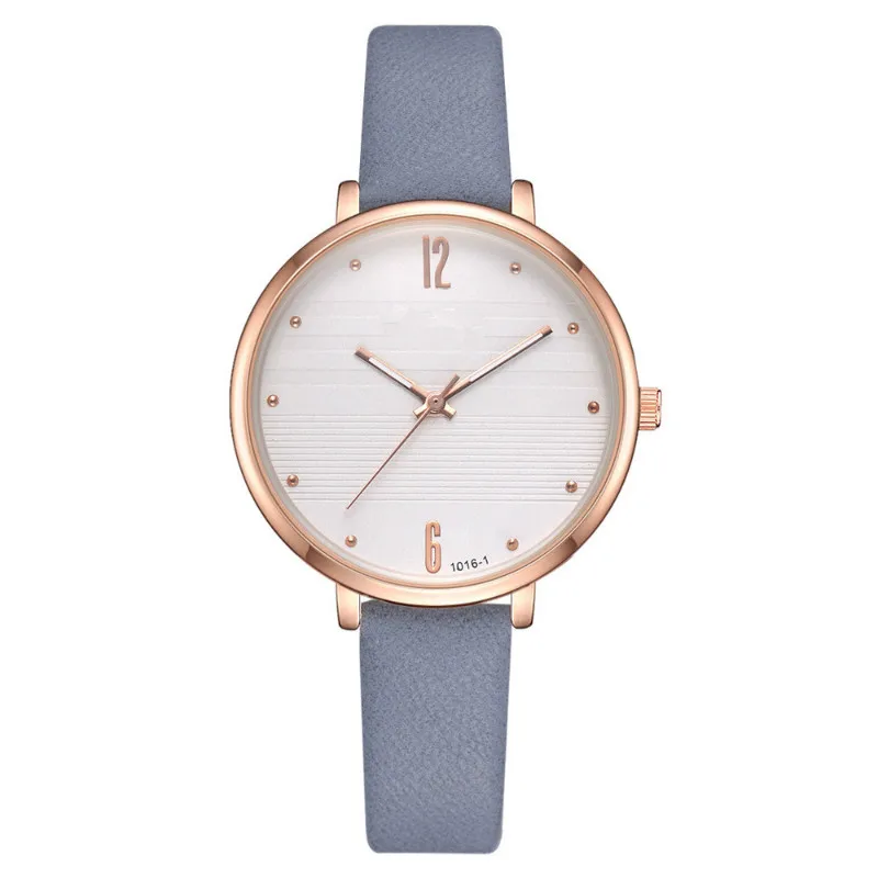 

Doreen Box Casuaal Womwn PU Leather Simple Large Gold Alloy Round Dial Quartz Watch Women Party Wristwatches Relogio Masculino