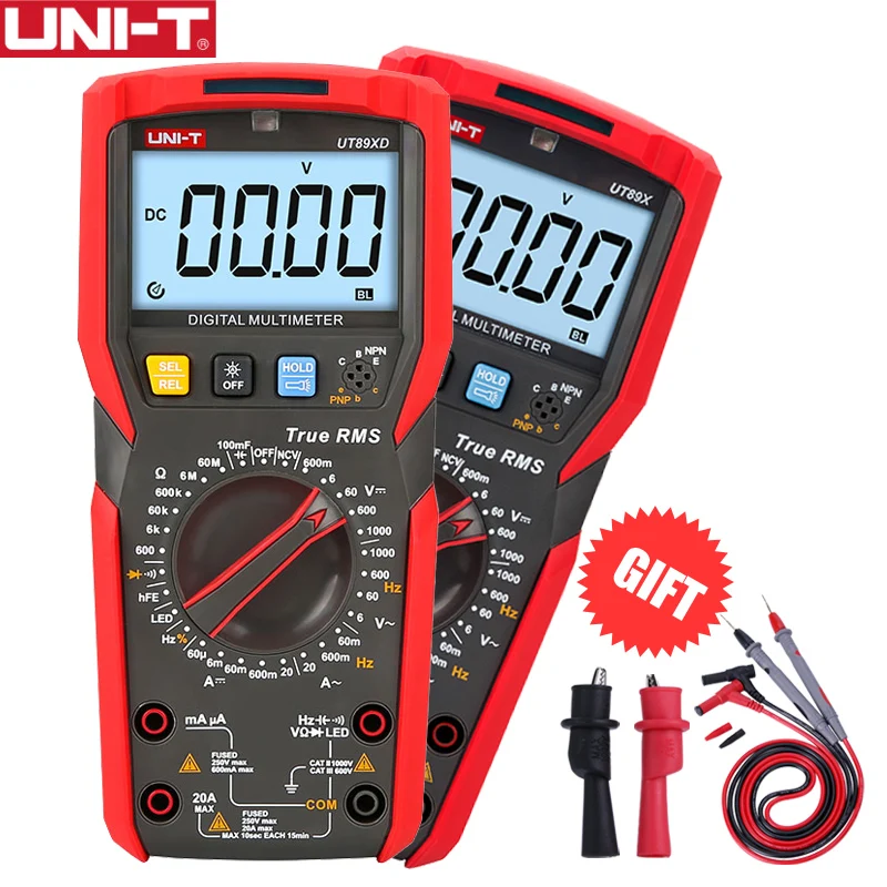 

UNI-T UT89X UT89XD True RMS Digital Multimeter Tester AC DC Voltmeter Ammeter 1000V 20A Capacitance Frequency Resistance Measure