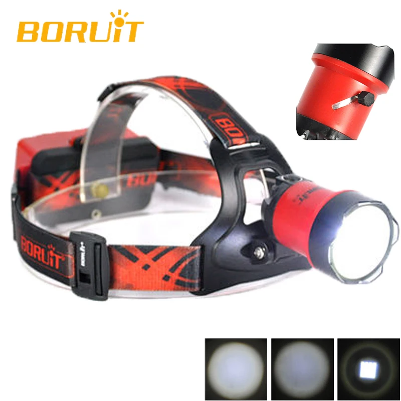 

BORUiT B13 Cree XML-L2 LED Headlamp Zoomable Camping Headlight Lamp Torch Rechargeable Linterna Frontal Red Head Light