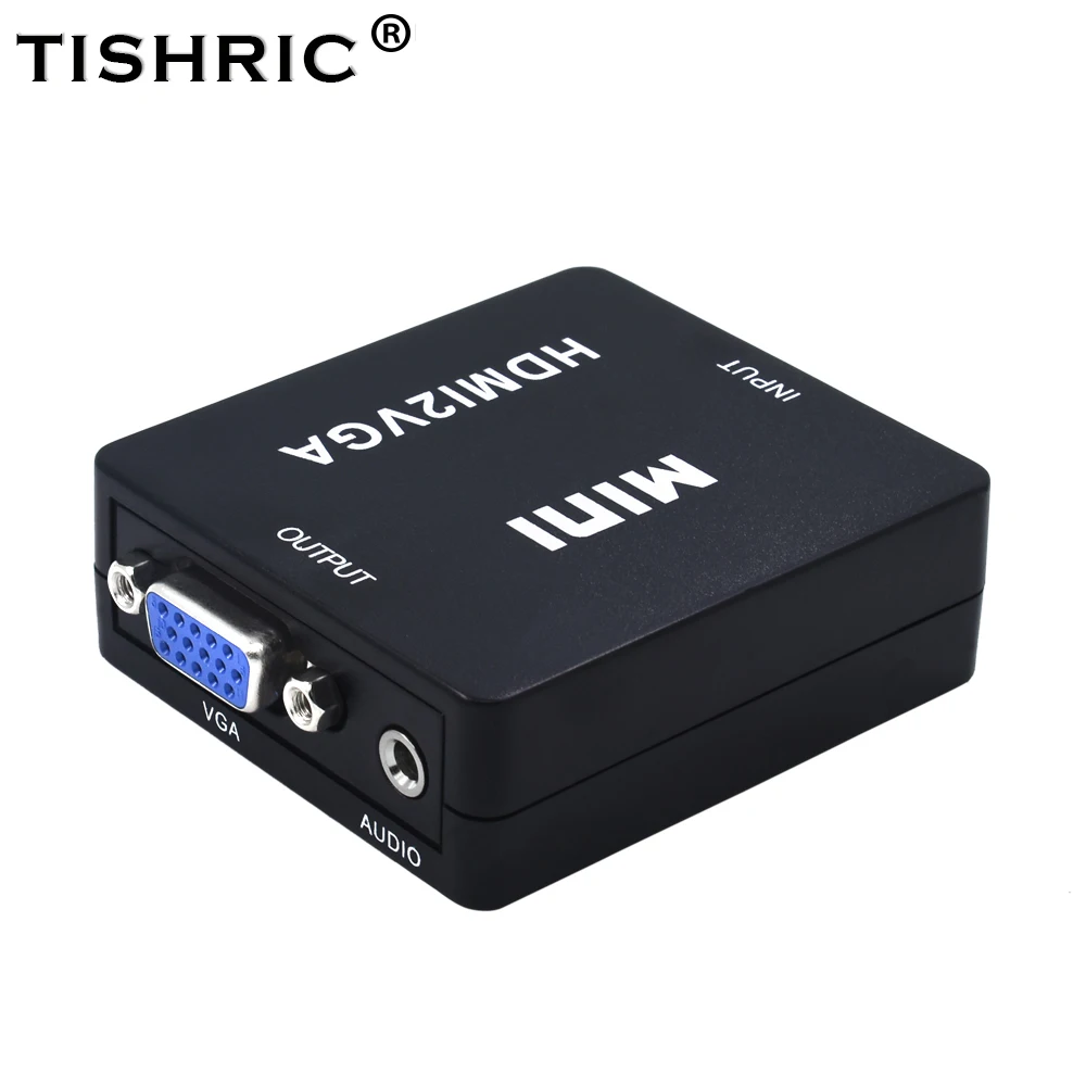 

TISHRIC 10PCS HDMI To VGA Adapter Converter Box HD 1080P HDMI2VGA With Audio Power For PS3 DVD Xbox Converter Box Projector