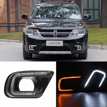 

Ownsun New Updated LED Daytime Running Lights DRL With Black Fog Light Cover For Dodge Journey 2013-2015