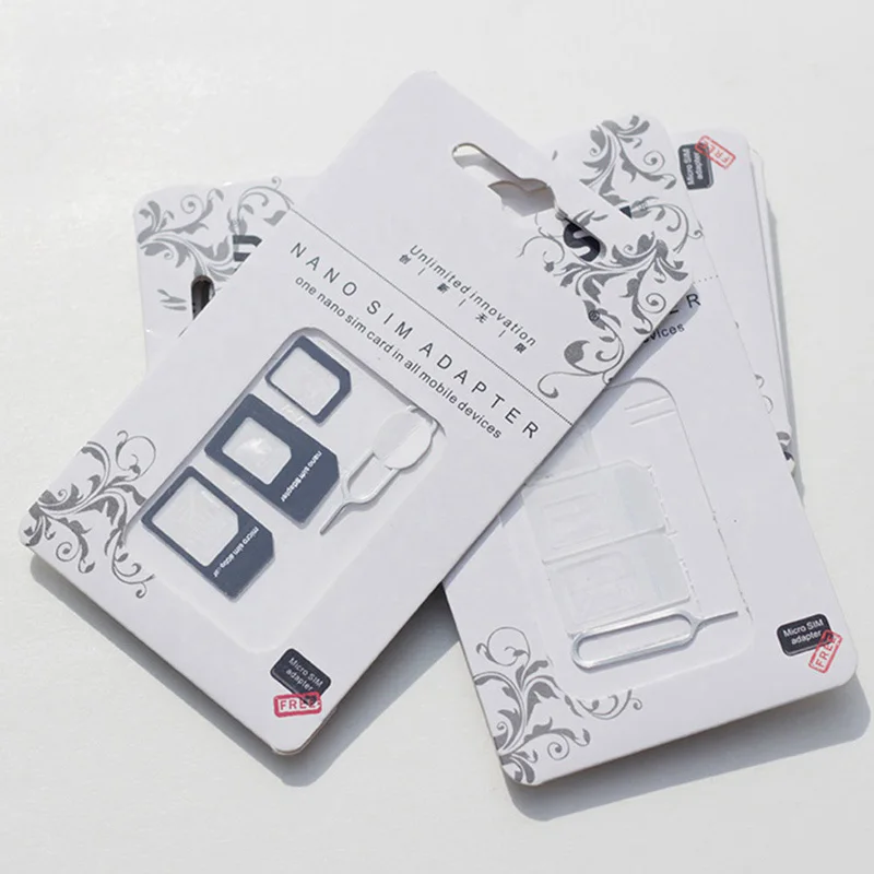 

SIM Card Adapter 4 In 1 Micro Sim Adapter With Eject Pin Key Retail Package For IPhone /6/6S/7/8 Plus/ X