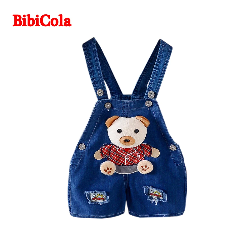 BibiCola summer baby boy overalls cartoon cute bear pants infant boys