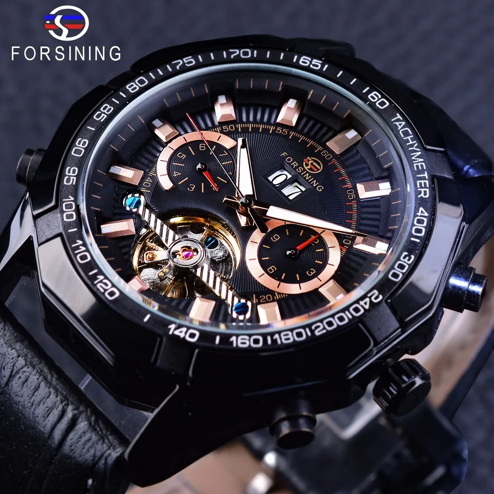 

Forsining Steampunk Locomotive Sport Series Men's Automatic Tourbillion Wristwatch Date Display Mechanical Creative Watch Male