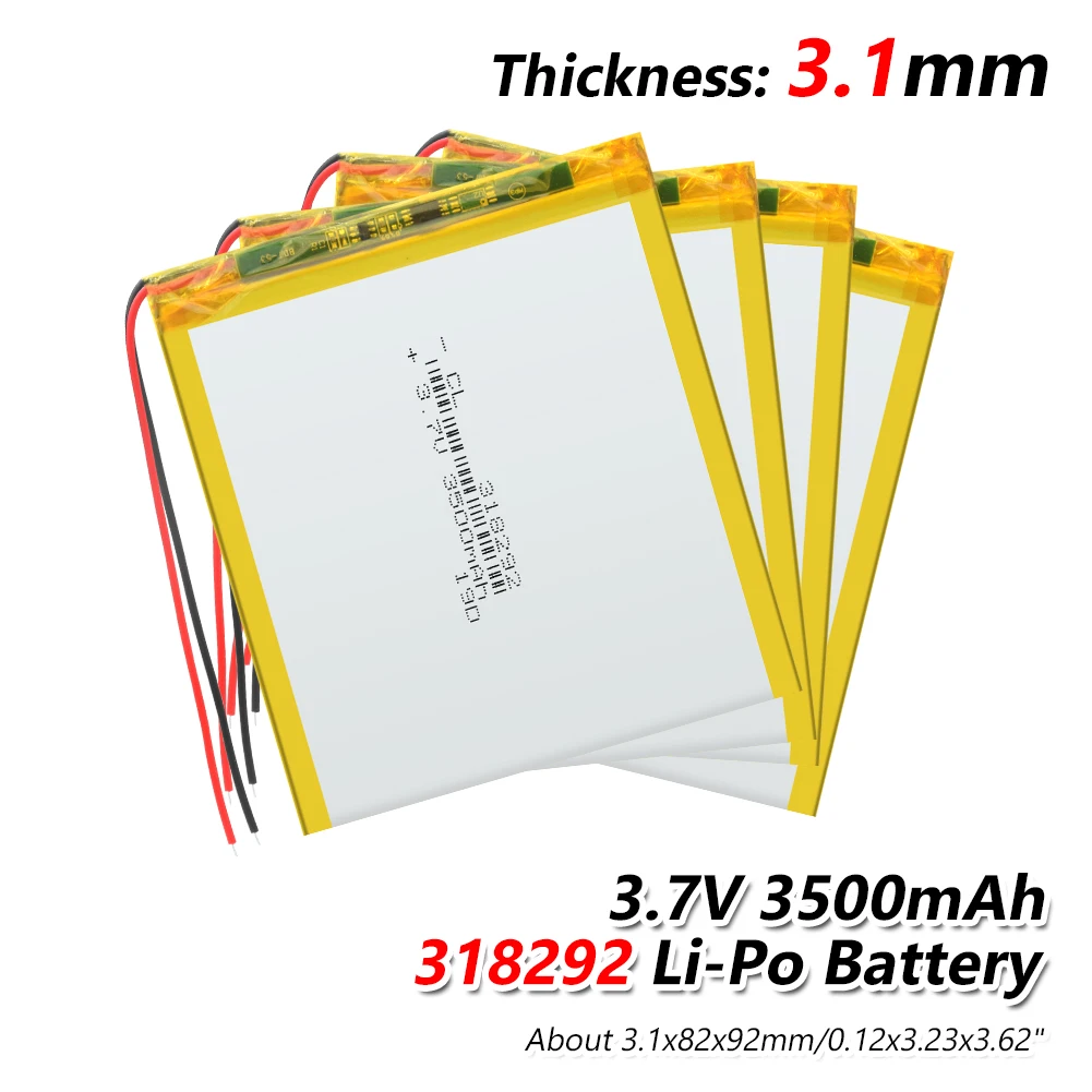 

1/2/4Pcs 3.7V polymer lithium battery 318292 3500mah Rechargeable batteries for mobile power 7 inch tablet MID common type
