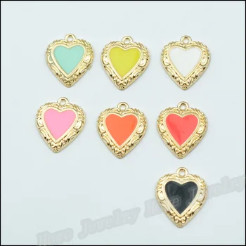 

56 pcs High Quality Charms Love Heart Pendant Gold plated Alloy Floating charm DIY Metal Jewelry Findings JC435
