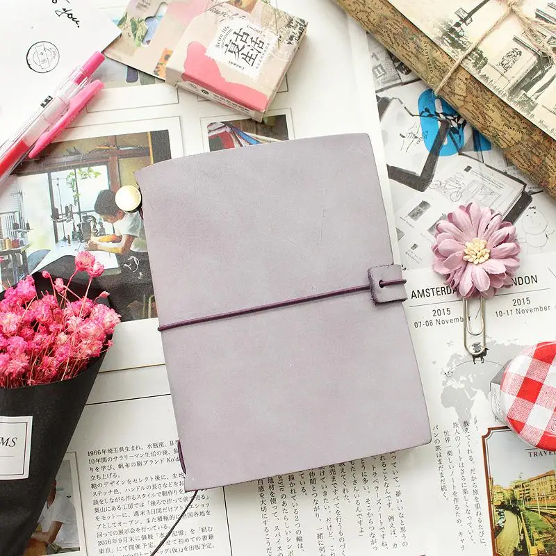 Fromthenon записная книжка из натуральной кожи, чехол для планировщика, винтажный Ретро личный дневник, офисные школьные канцелярские принадлежности, подарки - Цвет: Small Purple
