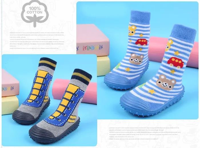 2016 New Home Children Shoes Soft Rubber Warn Socks Cartoon Cotton Boys Shoes Autumn Winter Anti-slippery Slippers Kids 483 (11)