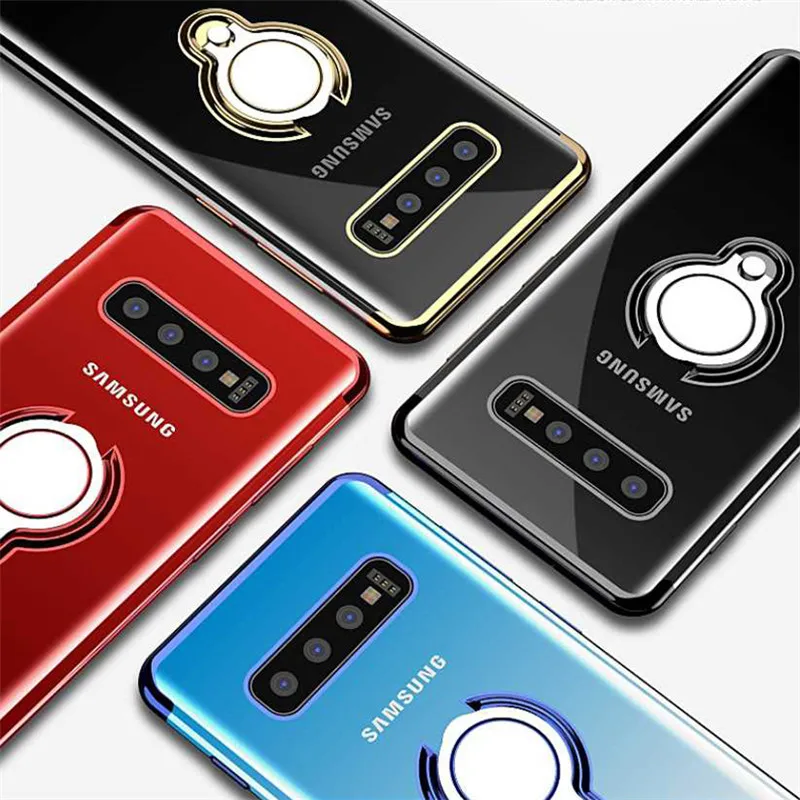 

Clear Case For Samsung Galaxy S8 S9 S10 Plus S10e Note 9 J4 J5 J7 Prime Duo A6 Plus Car Magnetic Cases Finger Ring Holder Coque
